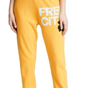Free City feather weight yellow sweatpants